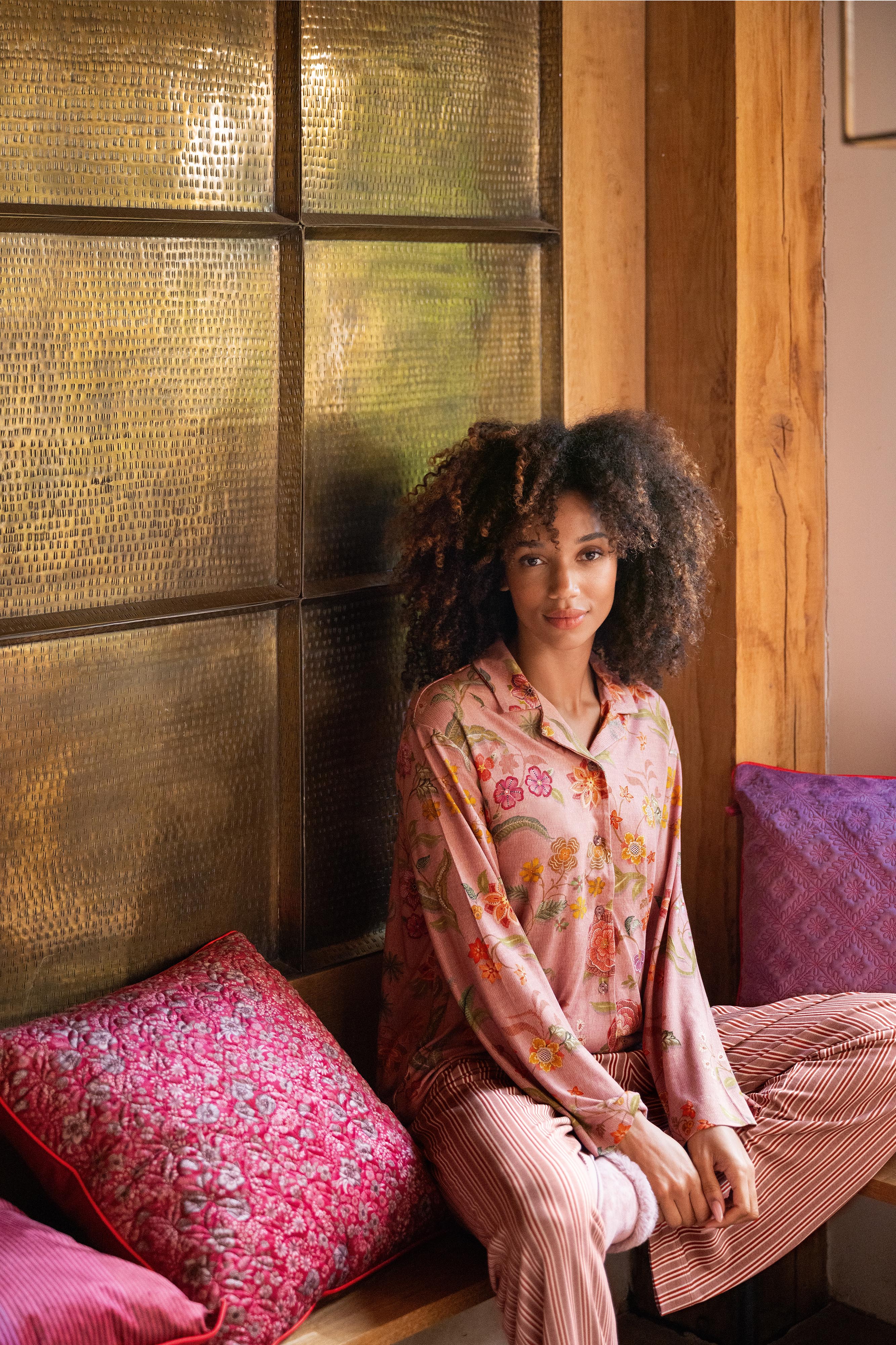 Pip Studio FW2025 Coco Flower Coral Kente Stripe Pink 02